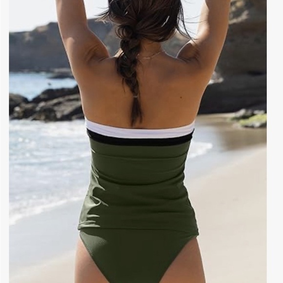 Olive Green Strapless Swim Set - Picture 5 of 6